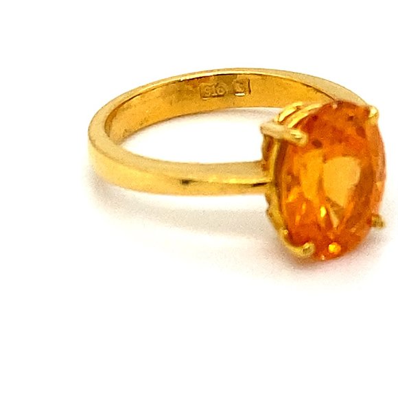 Mandarin Spessartine 4.00ct Solid 22K Gold Ring - Picture 3 of 7